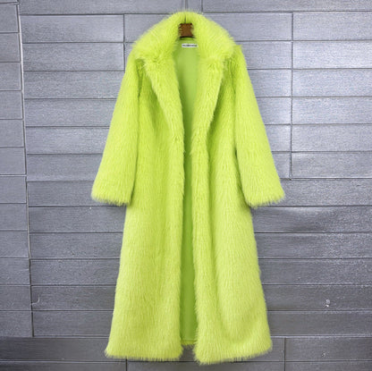 Women's Imitation Plush Furry Fur Extended Collar Coats