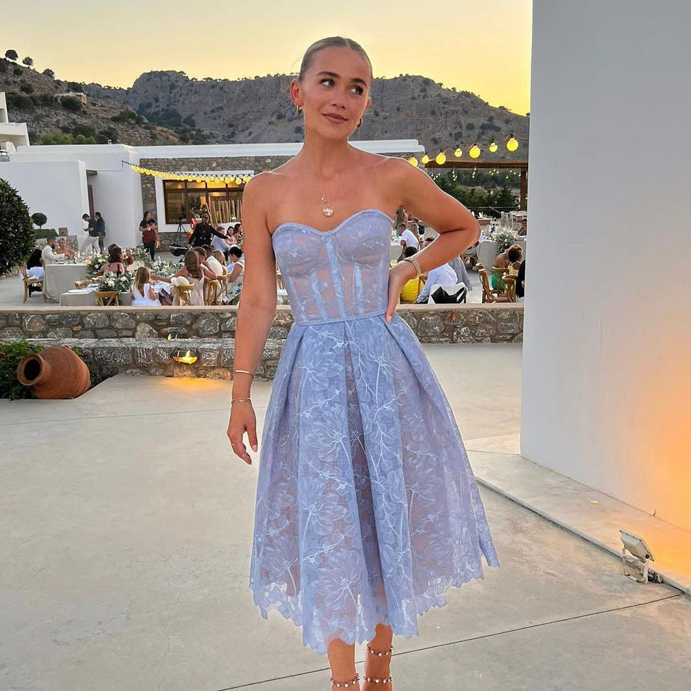 Women's Summer Dinner Dress Tight Strapless Sexy Dresses