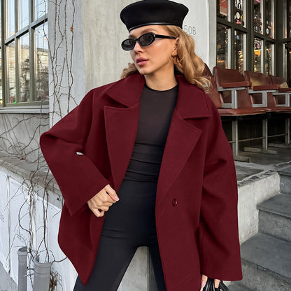 Women's Atmosphere Woolen High-grade Collar Long Sleeve Coats