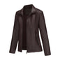 Women's Fashion Wear Leather Knitted Stitching Stretch Jackets