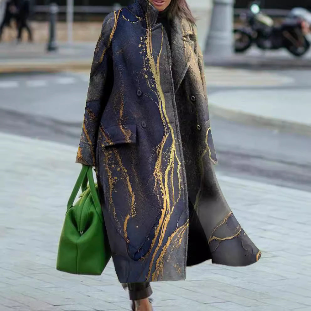 Printed Slim Fit Temperament Commute Pocket Coats