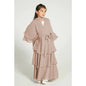 Children's Stitching Solid Color Waist Chiffon Elegant Long Dresses