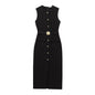 Spring With Belt Crepe Sleeveless Midi Dresses