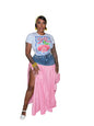 Women's Sexy Fashion Hot T-shirt Denim Stitching Suits