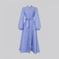 Women's Vintage Court Style Printed Lantern Sleeve Single-breasted Lace Dresses