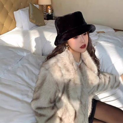 Women's Protection Furry Fur Large Lapel Temperament Imitation Coats