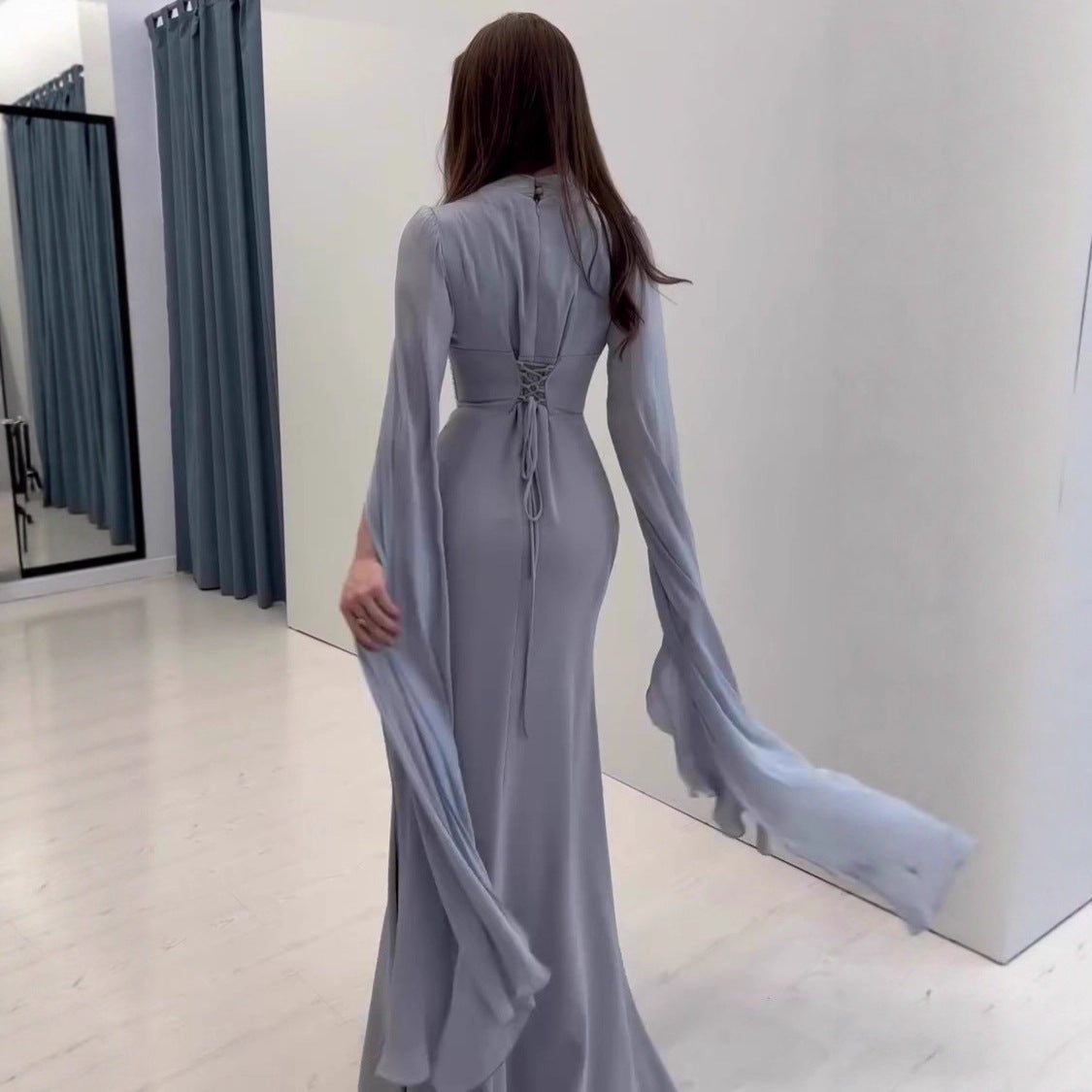 Women's Autumn Elegant Soft Long-sleeved Waist Dress Dresses