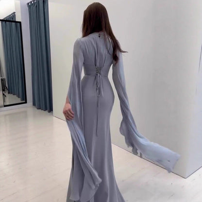 Women's Autumn Elegant Soft Long-sleeved Waist Dress Dresses