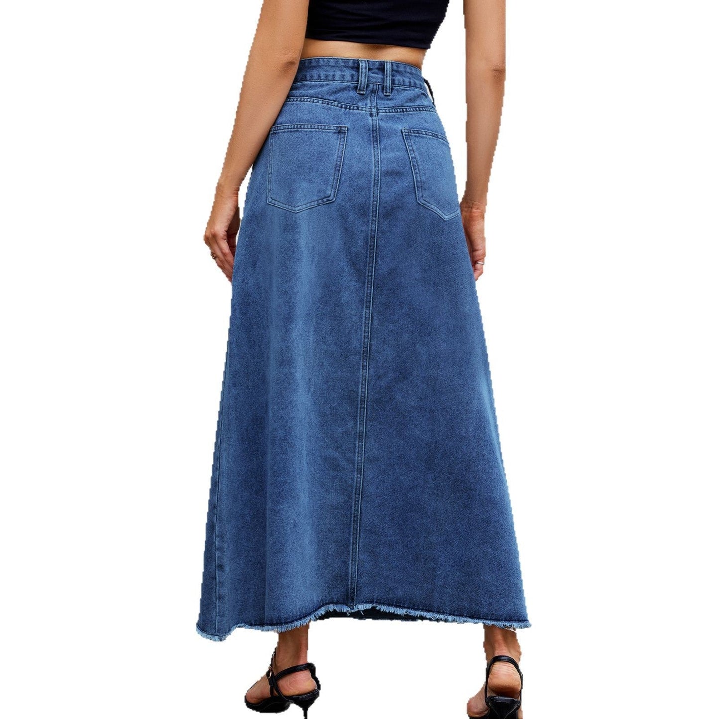 Women's High Waist Denim Fashion Loose Pockets Skirts