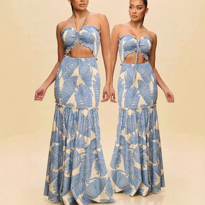Women's Fashion Wear Printed Tube Cinched Dress Dresses