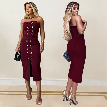 Women's Sexy Tube Split Elegant Fashion Summer Suits