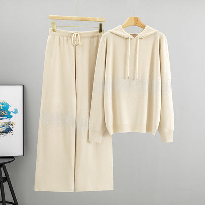 Women's Starry Hot Rhinestone Fashionable Knitted Autumn Suits