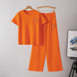 Women's Fashion Summer Short-sleeved Casual Sports Wide Legs Suits
