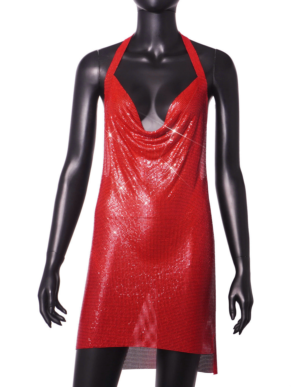 Nightclub Metal Sequins Sexy Suspenders Dress Dresses