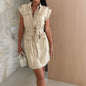 Women's Spring Leisure Cargo Style French Sleeve Dresses