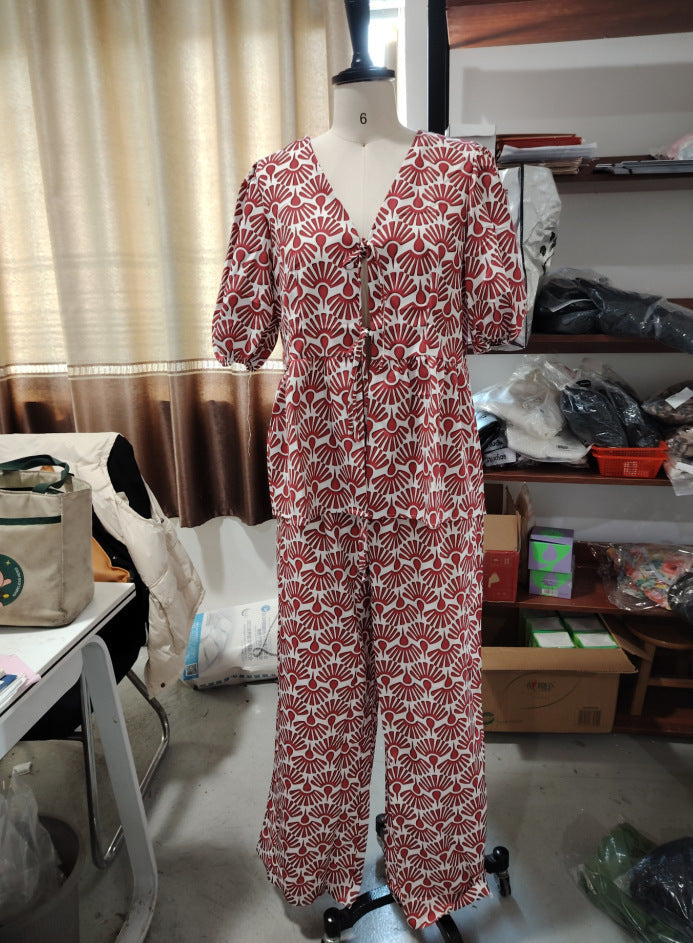 Women's Slouchy Elegant Comfort Casual Floral Suits