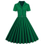 Women's Summer Retro Solid Color Wide Hem Dresses