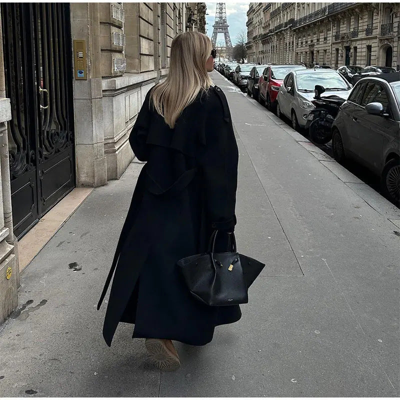 Women's Trench Elegant Lapel Large Casual Long Coats