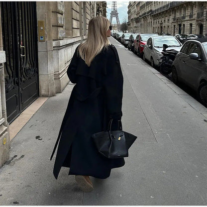 Women's Trench Elegant Lapel Large Casual Long Coats