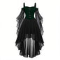 Gothic Style Halloween Witch Front Back Long Dresses