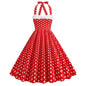 Women's Polka Dot Stitching Halter Hepburn Vintage Dresses