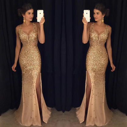 Popular Trendy Fork Gilding Dress Long Dresses