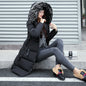 Women's Long Cotton Hooded Large Fur Collar Coats