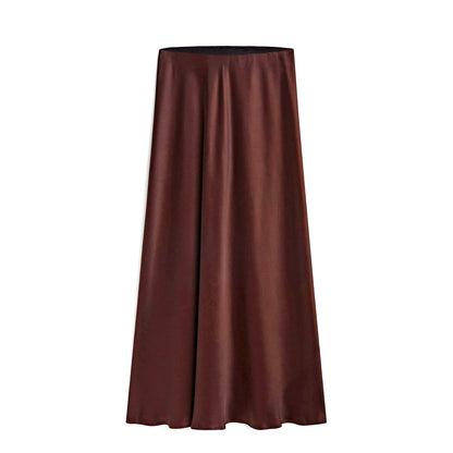 Women's Acetate Satin High Waist Elastic Quality Skirts