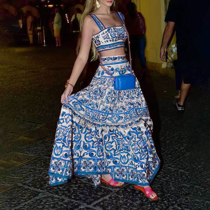 Women's Classic Spring Elegant Printed Sling Suits