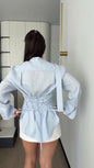 Women's French Style Tied Cotton Linen Light Blouses