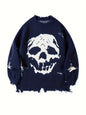 Skull Pattern Personality Street Ripped Pullover Sweaters