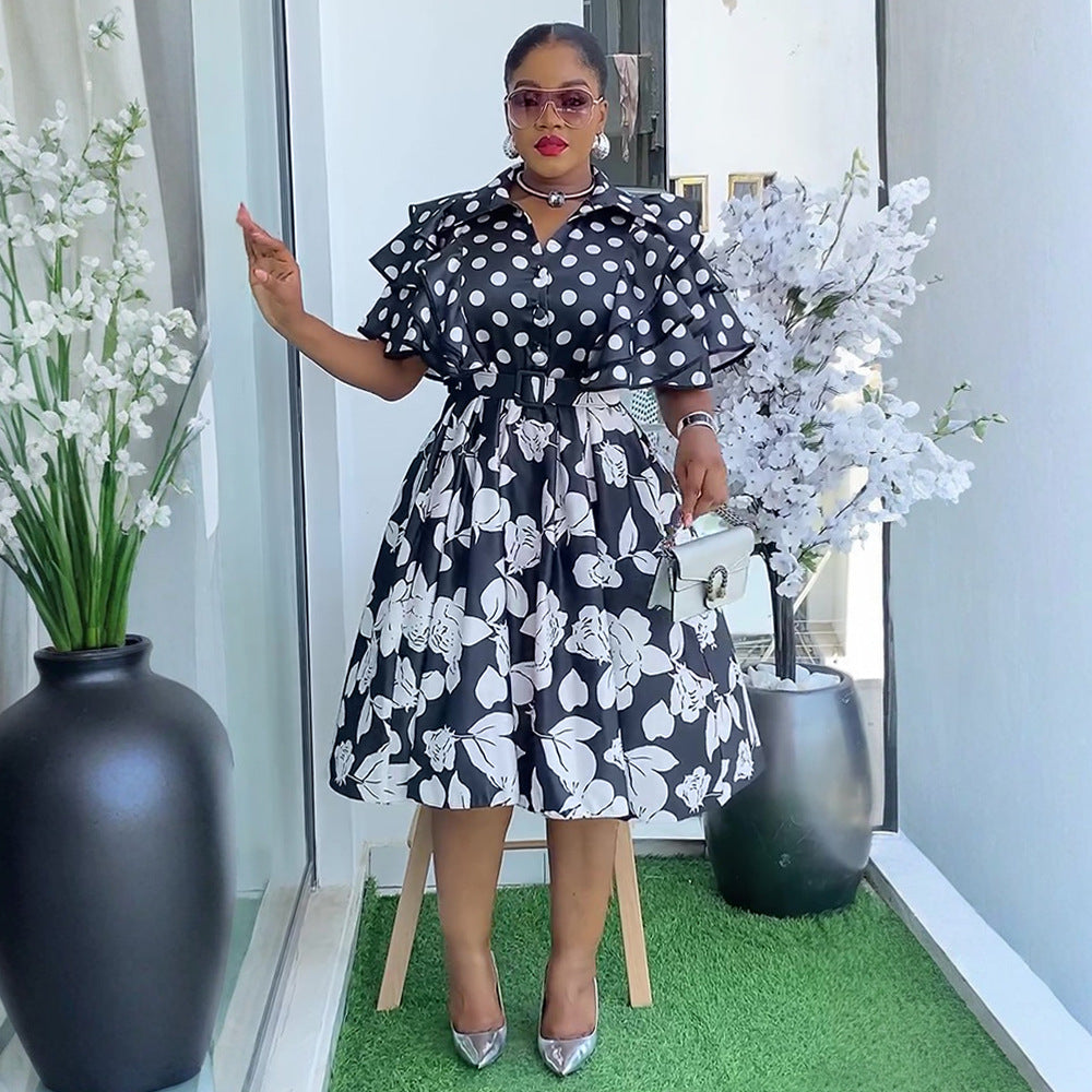 Women's Printed Shirt Dress A- Line African Dresses