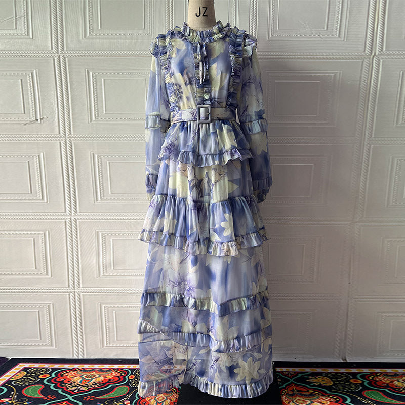 Women's Autumn Fashionable Printed Elegant Long Dress Dresses