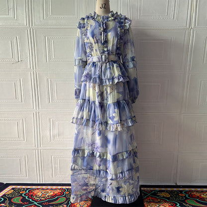Women's Autumn Fashionable Printed Elegant Long Dress Dresses