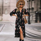 Romantic Elegant Colorful Feather Printed Sleeves Dresses
