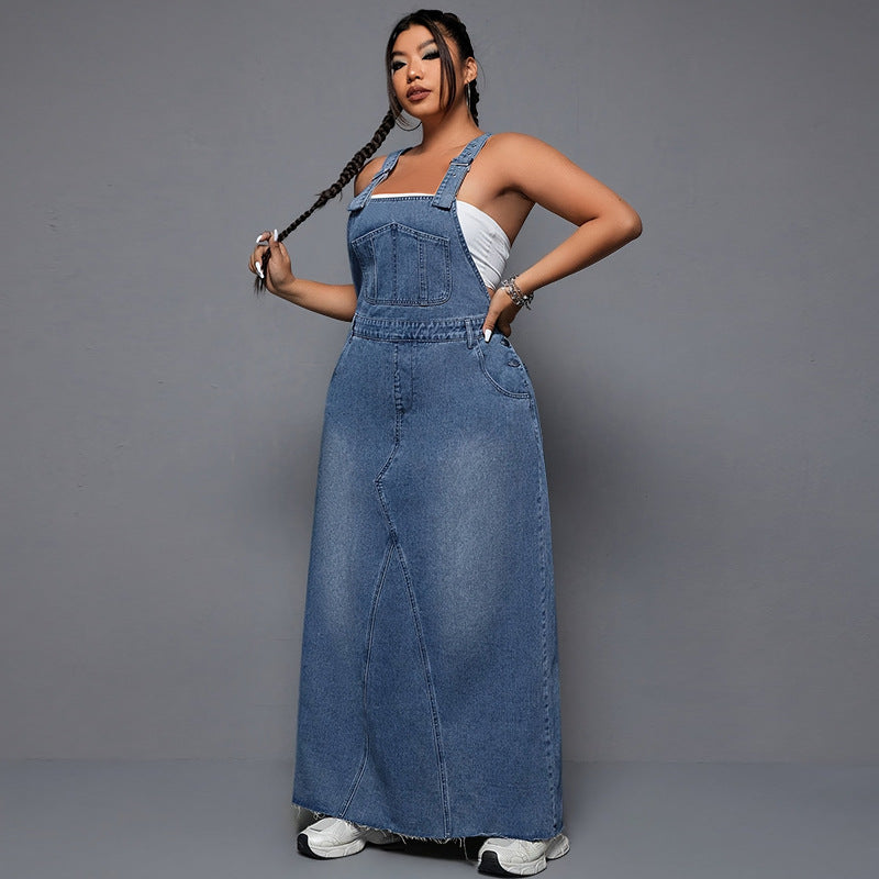 Women's Large Denim Cool Strap Dress Dresses