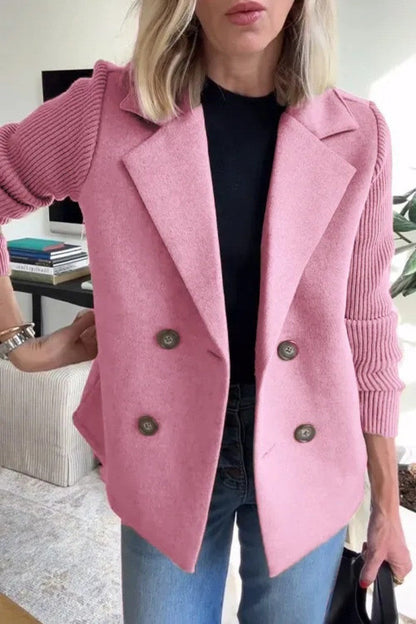 Women's Spring Fashion Temperament Wool Stitching Woolen Coats