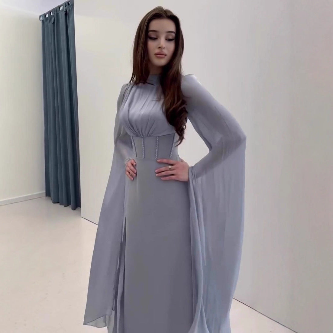 Women's Autumn Elegant Soft Long-sleeved Waist Dress Dresses