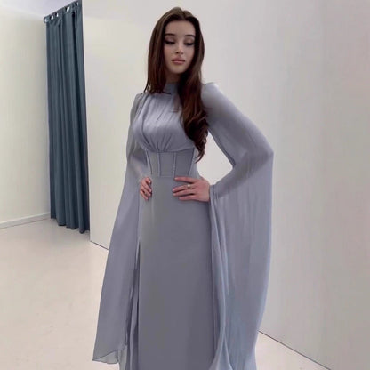 Women's Autumn Elegant Soft Long-sleeved Waist Dress Dresses