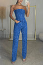 Women's Sexy Shiny Diamond Trousers Two-piece Set Suits