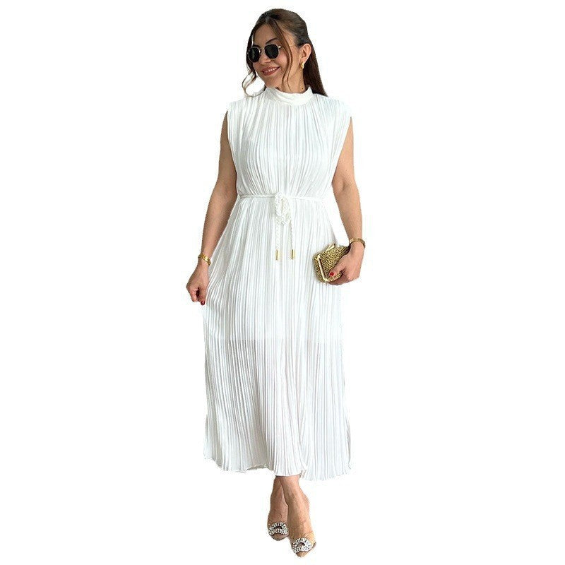 Women's Fashionable Simple Half Turtleneck Midi Dress Dresses