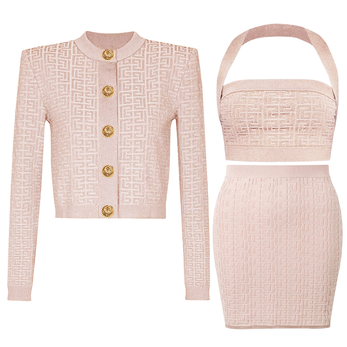 Women's Glamorous Beautiful Fashionable Knitted Three-piece Suits