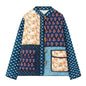 Women's Thickening Print Block Horn Button Printed Coats