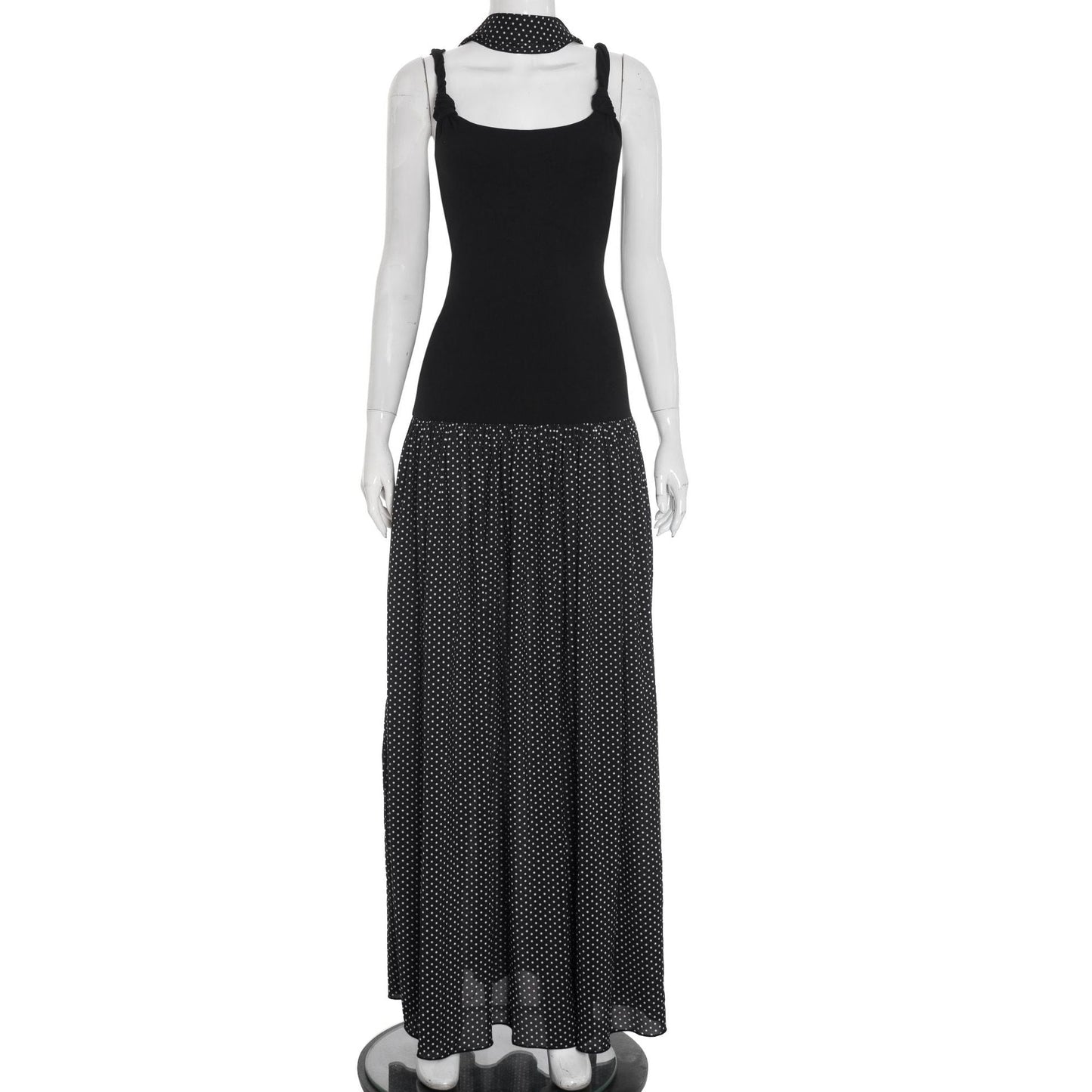 Women's Square Collar Sling Slim Ribbon Stitching Dresses