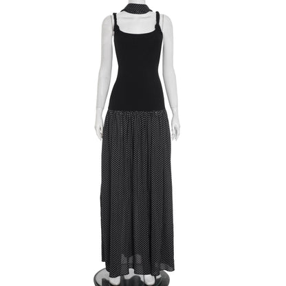 Women's Square Collar Sling Slim Ribbon Stitching Dresses