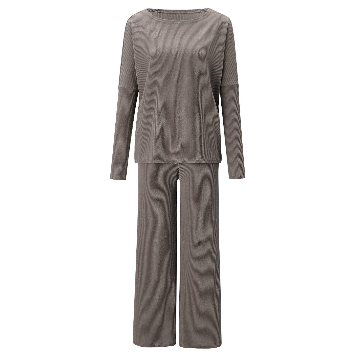 Women's Color Round Neck Long Sleeve Casual Suits