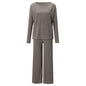 Women's Color Round Neck Long Sleeve Casual Suits