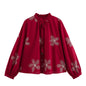 Women's Spring Long Sleeve Loose Embroidered Shirt Blouses