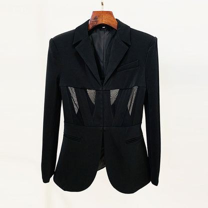 Mesh Slim Fit Patchwork Personality Stitching Suits