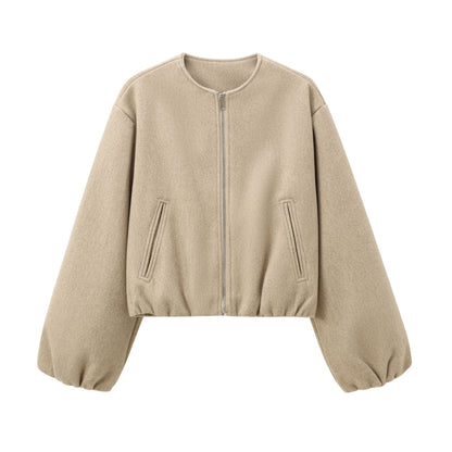 Women's Spring Soft Pilot Round Neck Zipper Jackets